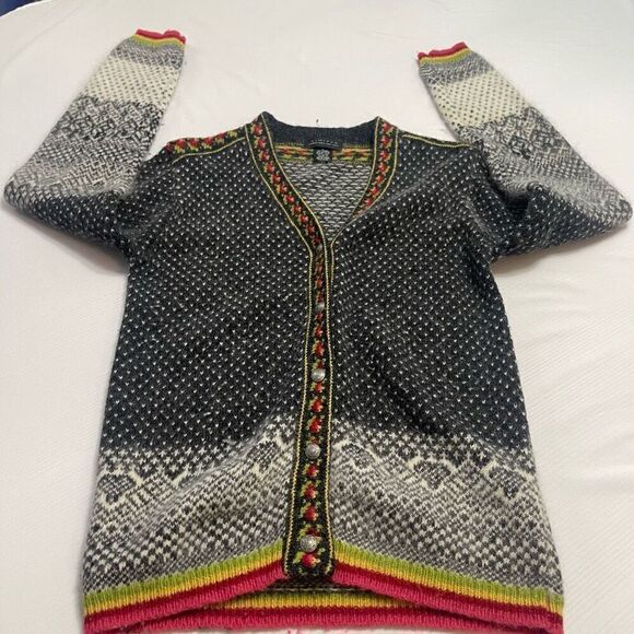 Limited VTG Wool Angora Rabbit Hair Nordic Cardigan Sweater Size Small - Picture 8 of 10